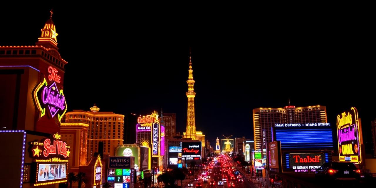 Las Vegas Strip bij nacht, neonlichten en casino's